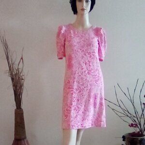 Lilly Pulitzer Short Dress With Puff Shoulders Pink / White Sz XS